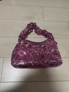 SANSeLF メタリックピンク シャーリング ハンドバッグ