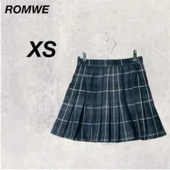 ロムウェ　プリーツスカート　XS　チェック　制服風　グレー　ミニスカート