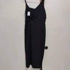 ブラックノースリーブロングワンピース L
