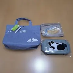 カルディ ネコバッグ メッシュポーチ もこもこ刺繍ポーチ