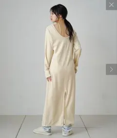 mystic earthy オーガニックコットンバックシャンベロアワンピース