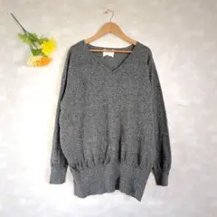 株式会社 mighty Vネックニット【2】コットン100% 黒 グレー