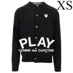 CDG PLAY 丸首 カーディガン 黒 x 白 XS 꼼데가르송 プレイ