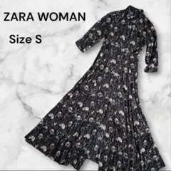 ZARA WOMAN 花柄 マキシ丈 ワンピース 七分袖