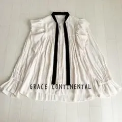 【美品】GRACE CONTINENTALバイカラーリボンボウタイフリルブラウス