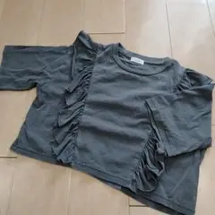 LOWRYS FARM グレー フリルカットソー　フリーサイズ