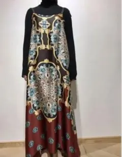 ZARA スカーフ柄 キャミワンピース ロング 総柄 リゾート ワンピ　S