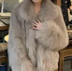 【Mela】 FAKE FUR COAT チャコールグレー