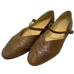 美品 SAYA サヤ (23.5) パンプス フラット ストラップ 本革 レザー
