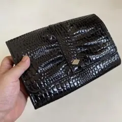 エナメルレザー クロコダイル型押し クラッチバッグ