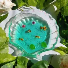 No.130 花と金魚のオブジェ エポキシレジン 【匿名配送】