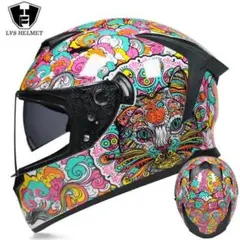 ダブルレンズフルフェイスヘルメットバイクヘルメットレンズ新品S〜XL