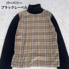 BURBERRY BLACK LABELノバチェックタートルネックシルクセーター