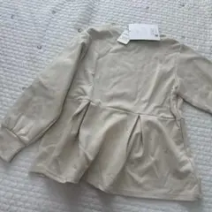 ペプラムトレーナー　ベージュ M 長袖　ビジュー付き