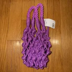 H&M 紫色 編み込みかごバッグ