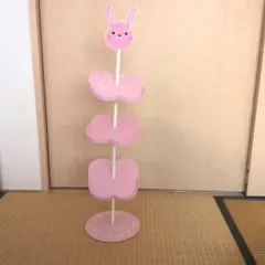 ウサギデザインシューズラック ピンク