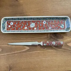 陶器 トレー 花絵付/ペーパーナイフ セットのサムネイル