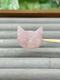 天然石ローズクォーツパーツ　猫　No.2971