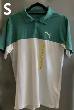【新品未使用タグ付】PUMA半袖ポロシャツ　S グリーン系×ホワイト
