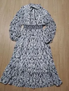 AVANLILY フラワープリント長袖ロングワンピース サイズF