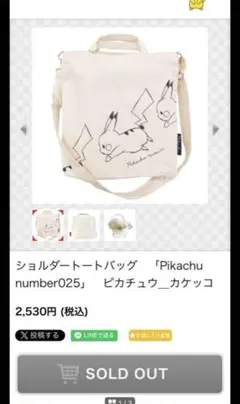 ショルダー　トートバッグ　Pikachu ピカチュウ　新品未使用