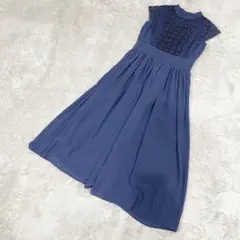 Andemiu レースキリカエシフォンドレス　ワンピース　オケージョン　青　M
