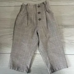 GU チェック柄ボタン付きパンツ　ベージュ　80センチ