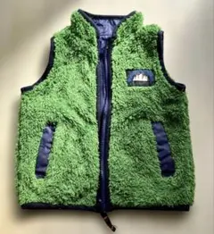 リバーシブル フリースベスト 緑色