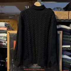 上質 肉厚 90s vintage HANDKNIT 手編み タートルネック 黒