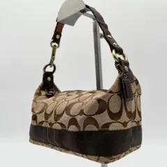 COACH アクセサリーポーチ ミニ ハンドバッグ シグネチャー ブラウンのサムネイル