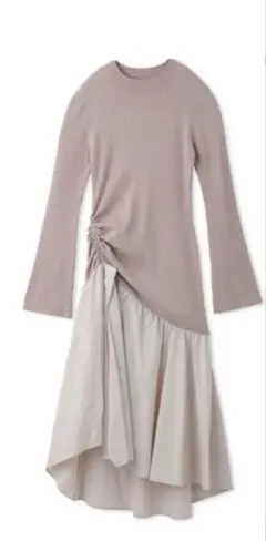 LILY BROWN [リリーブラウン] シャーリングリブニットコンビワンピース