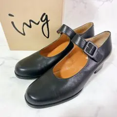 極美品✨ing イング ストラップ パンプス ブラック レザー 本革 23.5のサムネイル