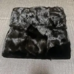 ファー　毛皮　リアルファー　もこもこ　はぎれ 四角大きめ　黒すこし茶色