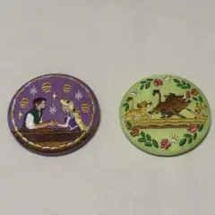 ディズニー刺繍缶バッジ ビスケット ラプンツェル ライオンキング