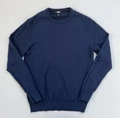 ユニクロ エクストラファインメリノ セーター ニット クルーネック ネイビー 青