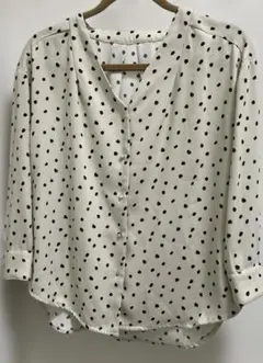 vis ブラウス　ドット　ベージュ系　フリーサイズ