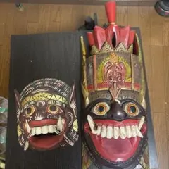 バリ島 木彫りお面 3点セット 壁掛け 民芸品 - メルカリ