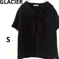 GLACIER グラシアネイビー 半袖リボン付きシャツ Sサイズ
