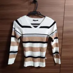 INGNI ストライプ Vネック 長袖ニット