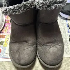 ダークグレー ムートンブーツ ハリスツイード4L