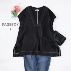 i099♥【PAGEBOY】ページボーイ Vネック ベスト スウェット 黒 F
