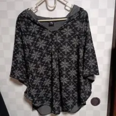 チュニック、五分袖フードつきポンチョセット