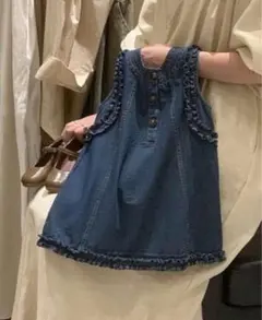SHEIN キッズ デニム ノースリーブ ワンピース