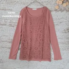 earth music&ecology カットソー 【F】ピンク レース花柄