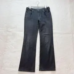 レリアン【9】黒系 デニムパンツ ブーツカット ストレッチ ポケット刺繍入のサムネイル