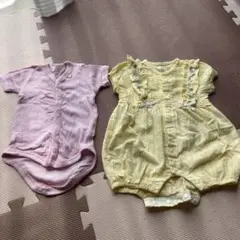 ベビー服ロンパース２着セット ピンク、イエロー　60cm