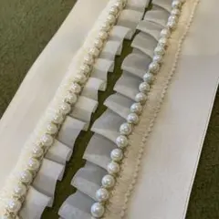 重ね衿　パール　白レース　成人式　振袖　卒業式　袴　伊達襟　重ね襟　襟飾り