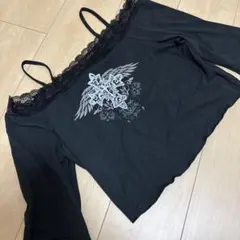 Y2Kレース付きオフショルダーTシャツ★これ以上お値下げありません！