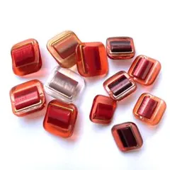 ⑧昭和レトロボタン 小120円〜 赤 紫 菱形 クリア 足つき 透明 パーツ素材