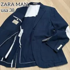 美品✨ザラ エルボーパッチ 春夏 テーラードジャケット 紳士 ネイビー